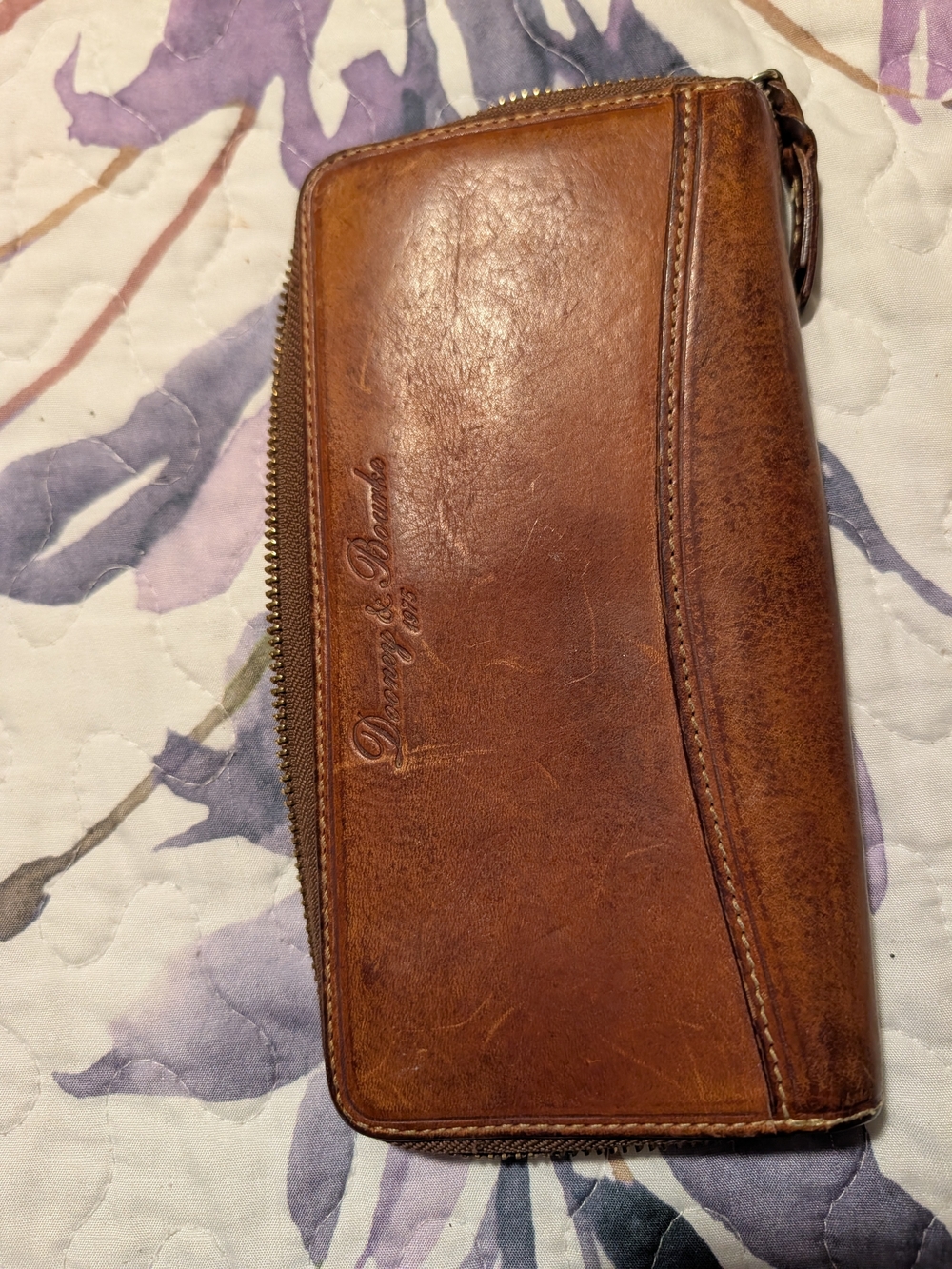 Dooney & Bourke Brown Leather Zip-Around Wallet
